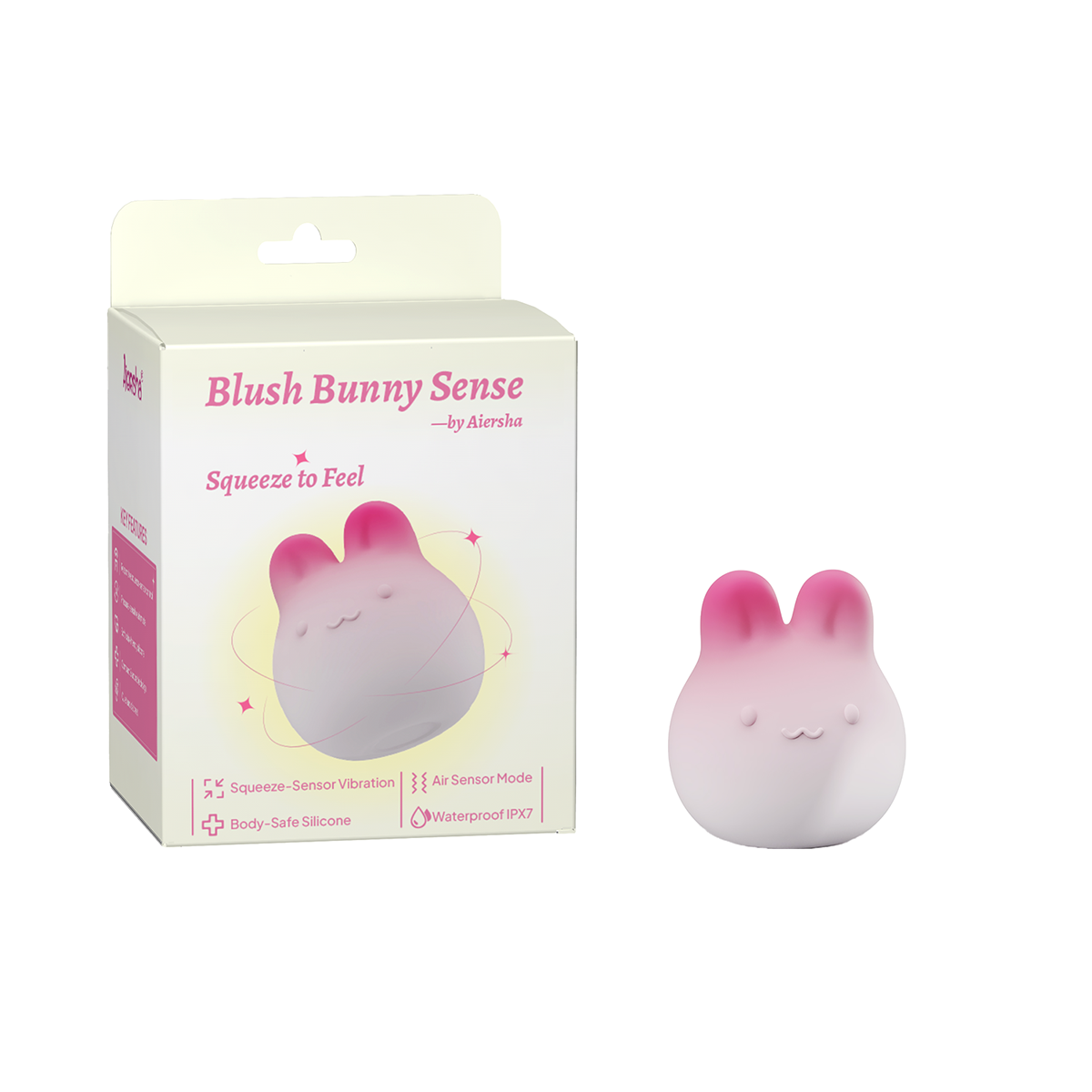 Aiersha Blush Bunny Sense: Responsive Squeeze-Sensor & Air Pulse Massager