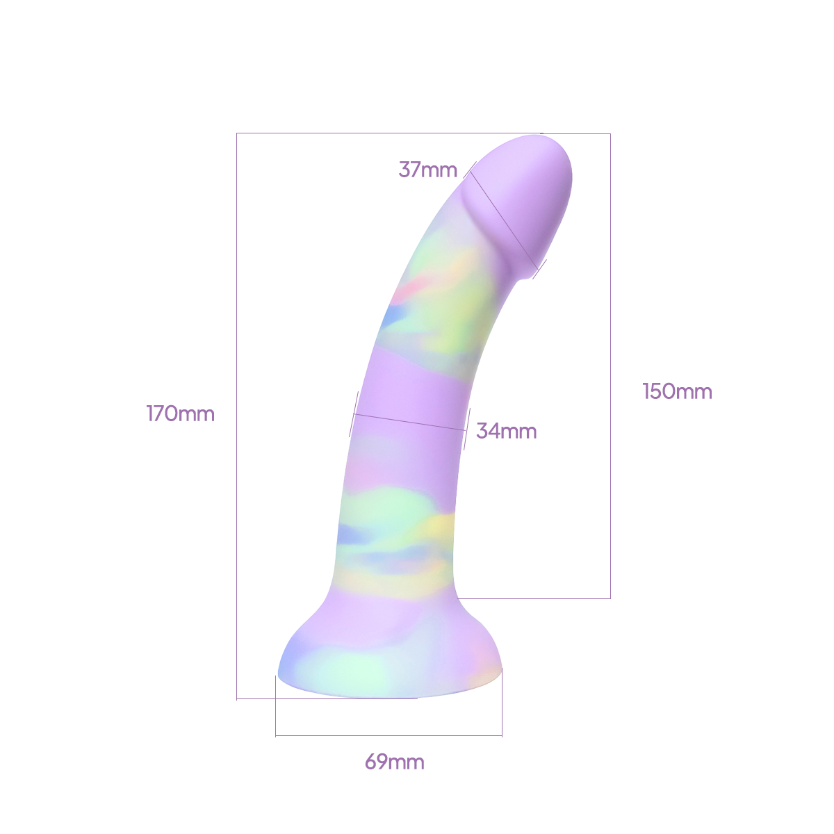Aiersha Aurora Arc: Color-Blend Full-Size Liquid Silicone Dildo