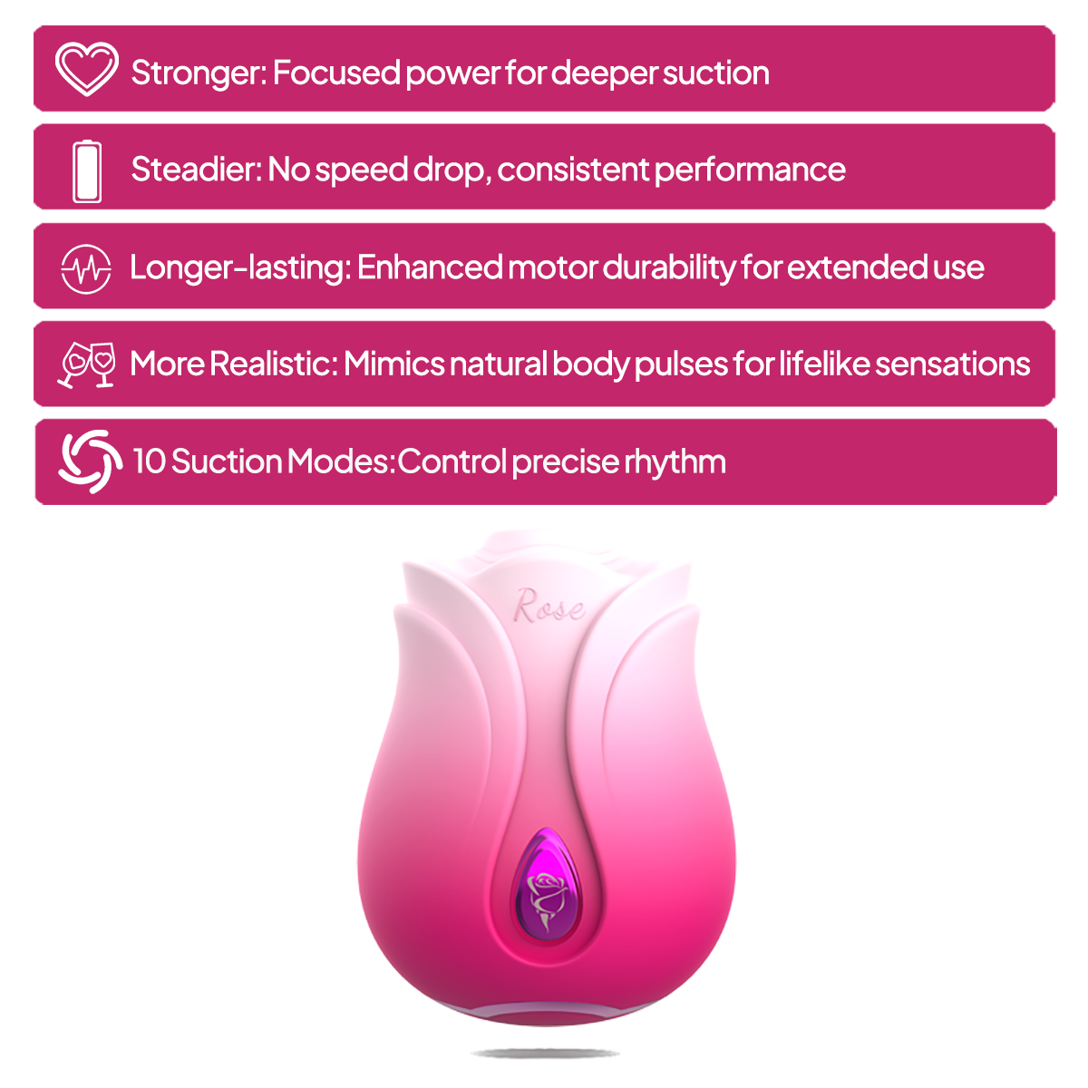 Aiersha Bloom Pulse Massager - Linear Motor Rose Red Suction Stimulator