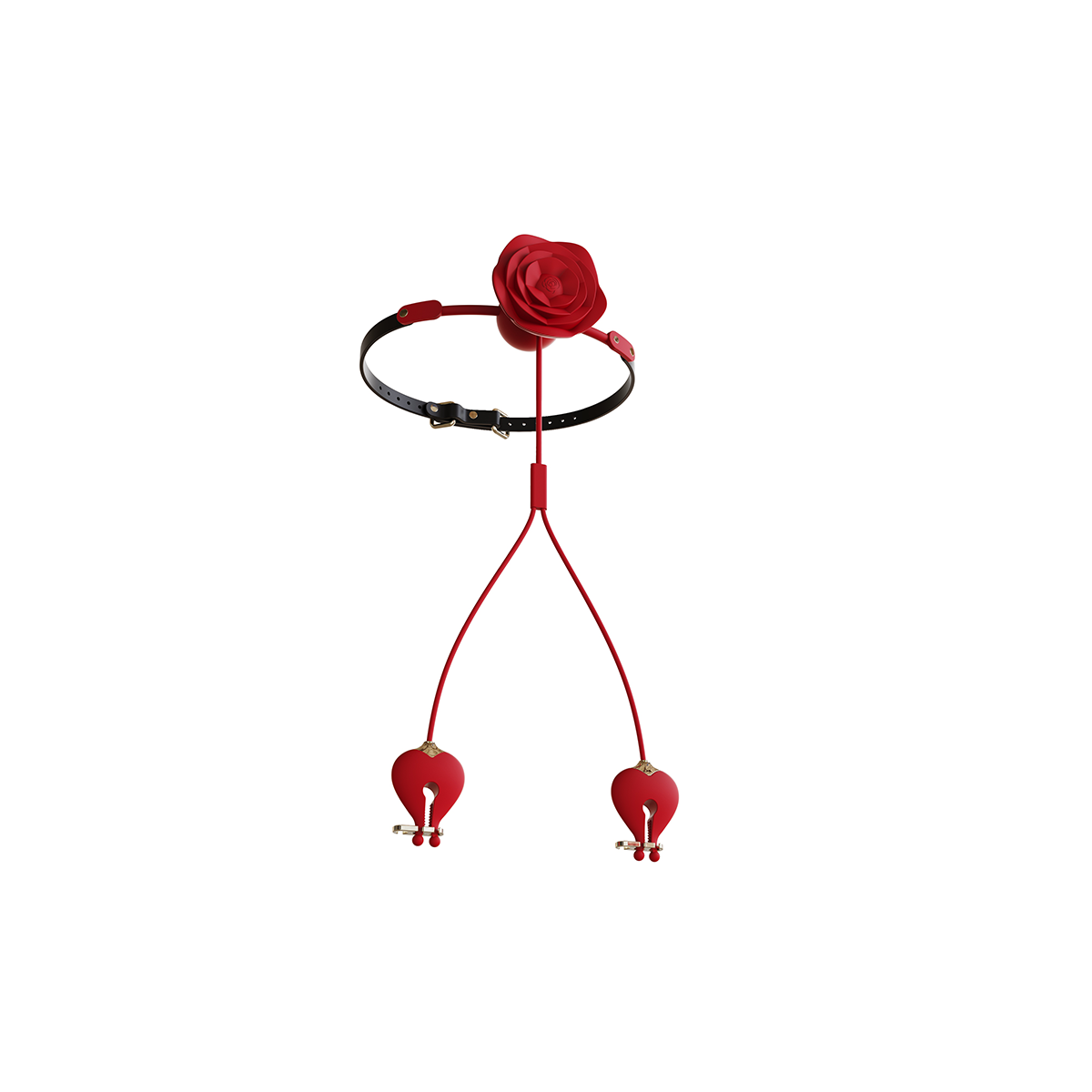 Aiersha Rose Tether: Magnetic Vibration Nipple Stimulator & Traction Clamps