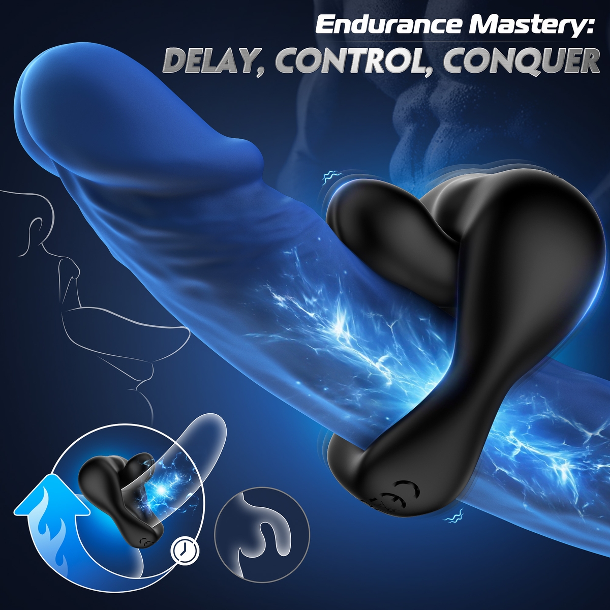 Aiersha ThrillLoop: Male Multifunctional Sperm Locking Ring (Black)