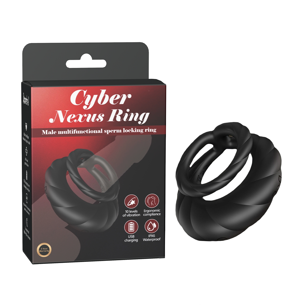 Aiersha Cyber Nexus Ring: Male Multifunction Sperm Locking Ring