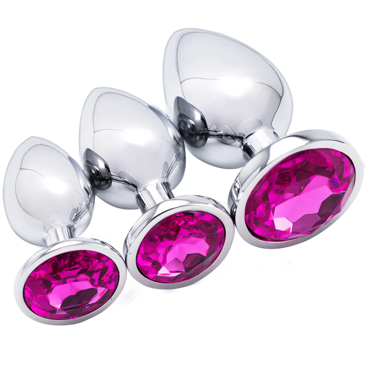 Aiersha Cristal Spire Rose Red: Metal Anal Toy Three-Piece Set