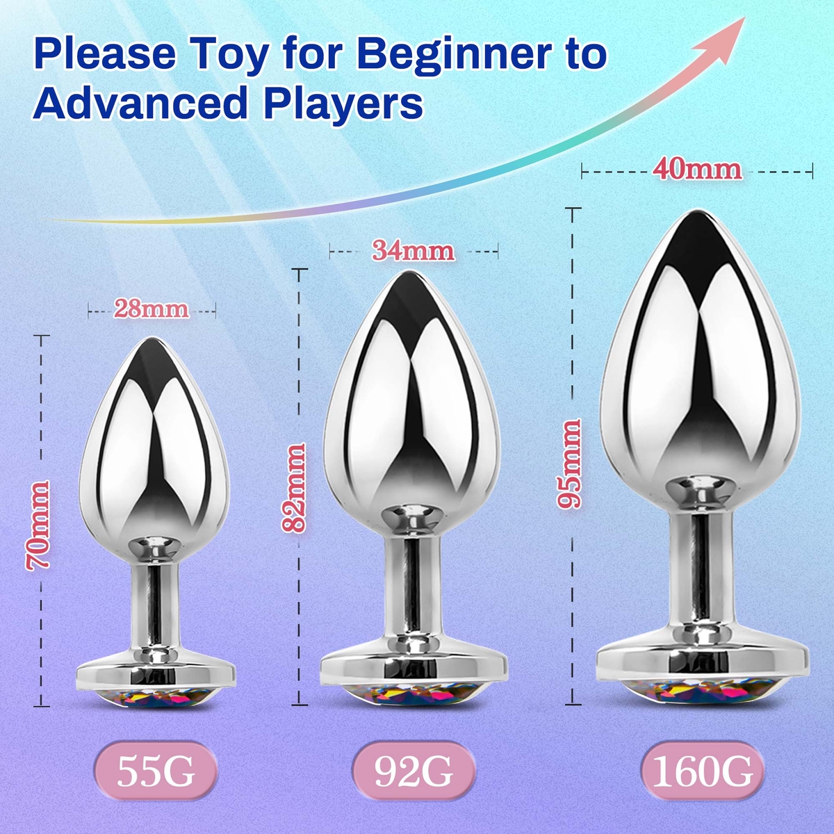Aiersha Cristal Spire: Metal Anal Plug Three-Piece Set