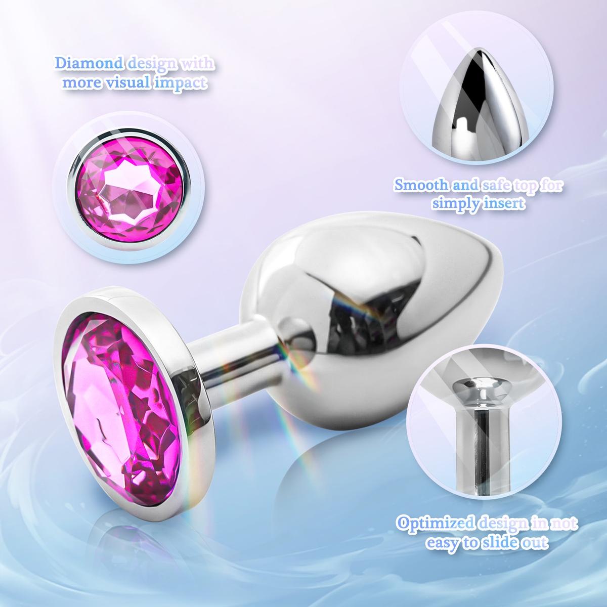 Aiersha Cristal Spire Rose Red: Metal Anal Toy Three-Piece Set